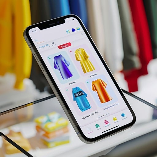 Colorful shopping app on a phone