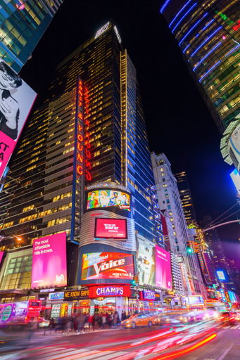 Times Square illuminated at night