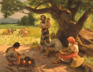 Farmers working and resting, 1955, by Fernando Amorsolo ...