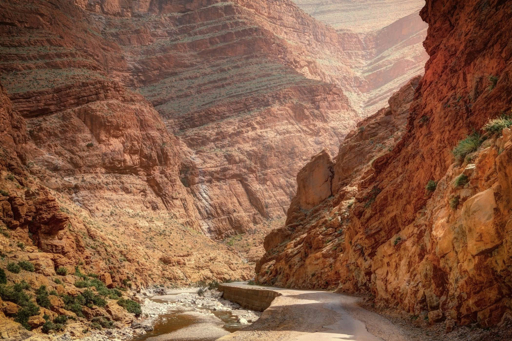 Visitors walking inside Todra Gorge Morocco canyon