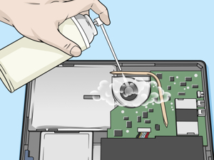 Cleaning laptop fan with compressed air