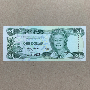 1996 1 Bahamian Dollar. Bahama Currency. Queen Elizabeth II ...