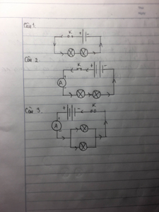 Vẽ sơ đồ mạch điện gồm 1 bóng đèn,nguồn điện 2 pin,1 công ...