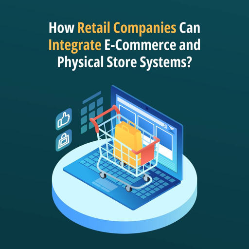 3D illustration of ecommerce and physical store integration with shopping cart on laptop