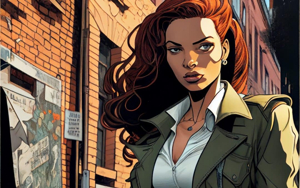 Red-haired woman in trenchcoat