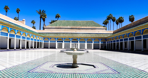 Decorative courtyard architecture inside Bahia Palace Marrakech