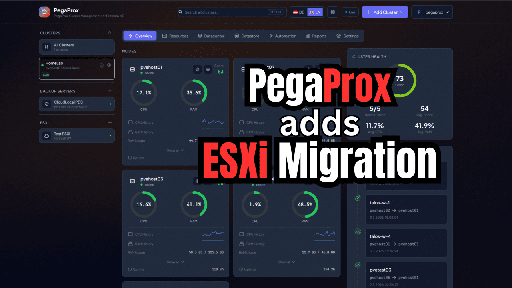 PegaProx ESXi migration dashboard