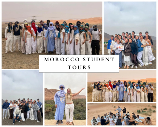 Student group exploring Marrakech during a Morocco educational tour