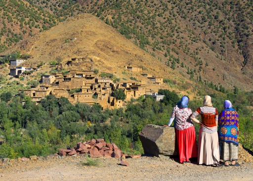 Student group learning in the Atlas Mountains during a Morocco educational tour