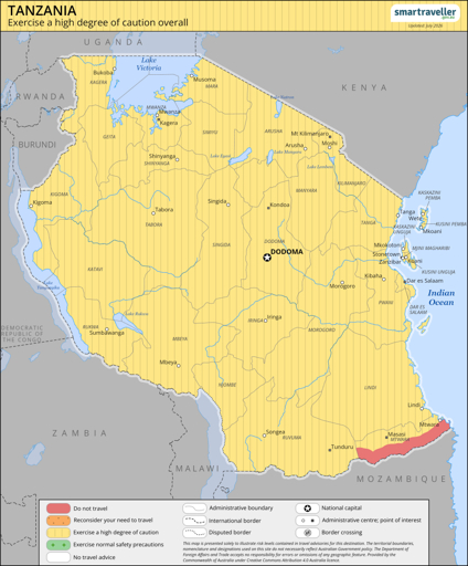 Tanzania travel safety tourists map