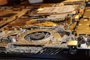 Laptop fan clogged with dust