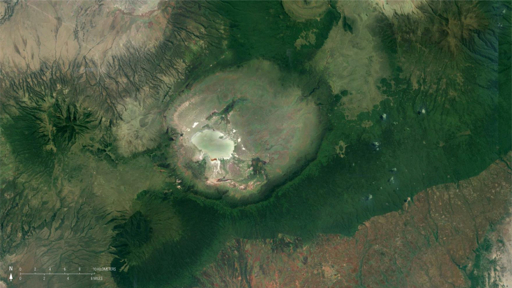 Satellite view of Ngorongoro Crater, Tanzania