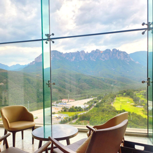 Cafe with mountain view