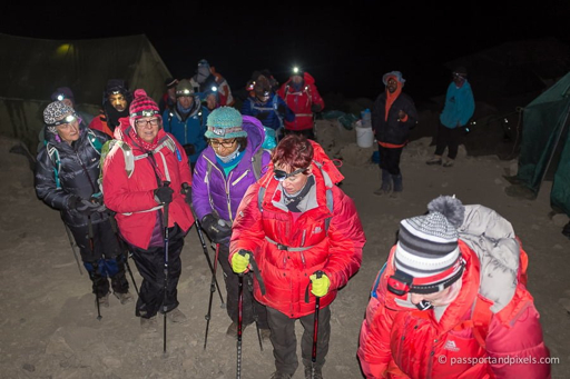 Kilimanjaro summit night hikers with headtorches