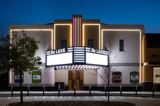 The DeLuxe Theater exterior and entrance