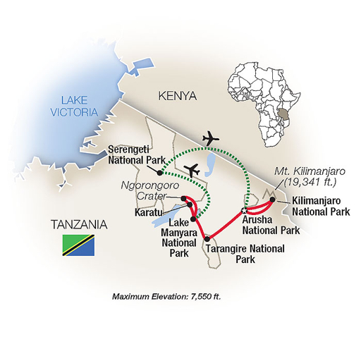 Serengeti safari itinerary map