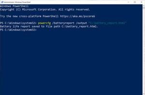 Windows battery health report