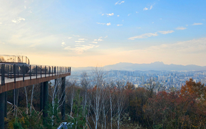 Autumn city panorama from skywalk