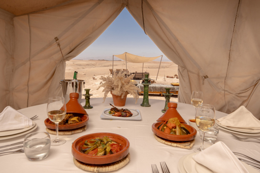 Luxury Agafay Desert camp dinner with Moroccan food near Marrakech