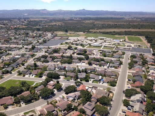 Residential streets, homes, and open space in Vandenberg Village, California