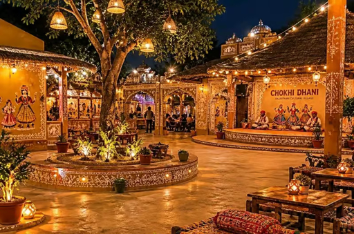 Chokhi Dhani night view with lights