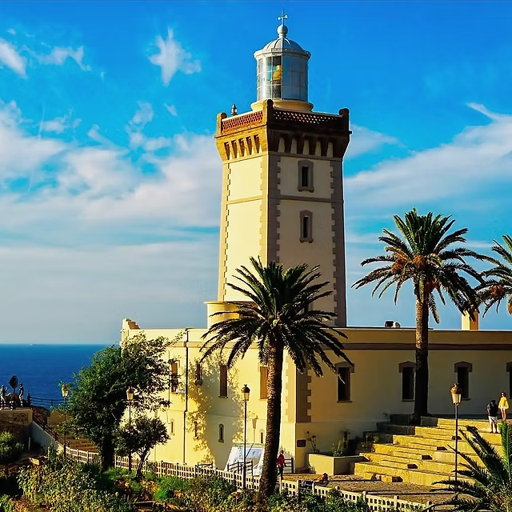 Cape Spartel lighthouse and Atlantic coastline near Tangier Morocco
