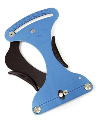 Park Tool TM-1 spoke tension meter used to assess spoke tension during wheel service