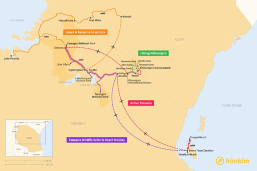 Tanzania how many days trip planning map