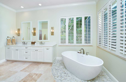 Luxury Southwest Florida bathroom remodel with freestanding tub