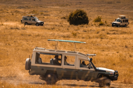 Safari vehicles heading to Ngorongoro Crater from Arusha