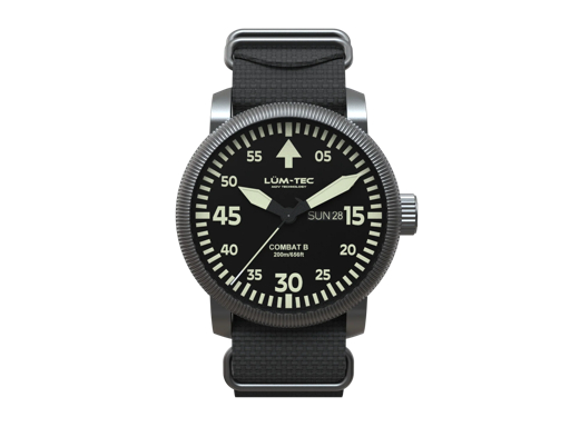 Lüm-Tec Combat B68 Day Date watch with black dial and day-date display