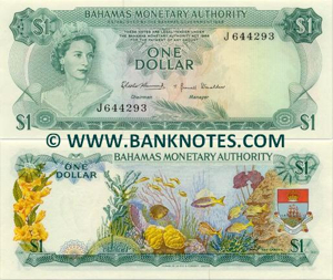Bahamas 1 Dollar 1968 - Bahamian Currency Bank Notes, Paper ...