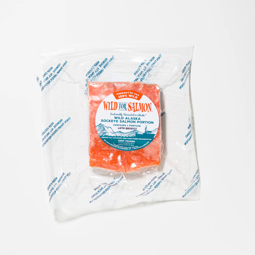 Vacuum sealed wild sockeye salmon portion