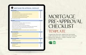 Mortgage pre-approval checklist template on a tablet screen