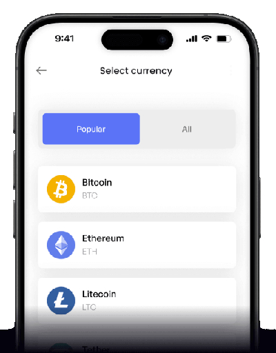 Cryptocurrency exchange mobile app for instant buying